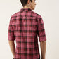 Men Dark Pink Checked Pure Cotton Full Sleeve Casual Shirt