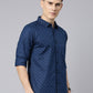 Men Dark Blue Printed Pure Cotton Full Sleeve Casual Shirt