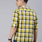 Men Yellow Checked Cotton Blend Casual Full Sleeve Shirt