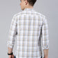 Men White Checked Cotton Blend Casual Full Sleeve Shirt