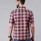 Pink Checked Pure Cotton Casual Full Sleeve Shirt