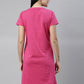 CURARE Women Printed Round Neck Fuchsia LongTees