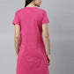 CURARE Women Printed Round Neck Fuchsia LongTees