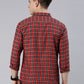 Men Orange Checked Cotton Blend Casual Full Sleeve Shirt