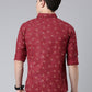 Maroon printed Pure Cotton Full Sleeve Shirt