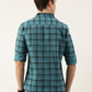 Men Blue Checked Pure Cotton Full Sleeve Casual Shirt