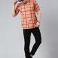 Orange Checkered Pure Cotton Full Sleeve Shirt