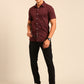 JOVEN Men Maroon Printed Casual Lycra Shirt ( No Returns )