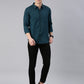 Men Dark Green Checked Cotton Blend Casual Full Sleeve Shirt