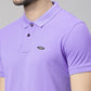Men Lavender Solid Polo Collar T-shirt