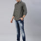 Men Green and Yellow Checked Cotton Blend Casual Full Sleeve Shirt