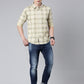 Beige Checked Pure Cotton Full Sleeve Shirt