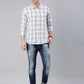 Men White Checked Cotton Blend Casual Full Sleeve Shirt