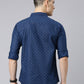 Men Dark Blue Printed Pure Cotton Full Sleeve Casual Shirt