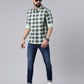 Light Green Checked Pure Cotton Casual Full Sleeve Shirt