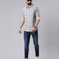 Grey Melange Checked Pure Cotton Casual Full Sleeve Shirt