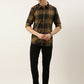 Men Mustard and Black Checked Pure Cotton Full Sleeve Casual Shirt
