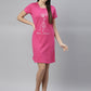 CURARE Women Printed Round Neck Fuchsia LongTees