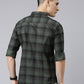 Men Olive And Black Checkered Pure Cotton Full Sleeve Casual Shirt