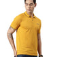 Men Solid Polo Collar Mustard T-shirt