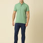 Men Solid Polo Neck Granite Green T-Shirt