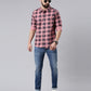 Pink Checked Pure Cotton Casual Full Sleeve Shirt
