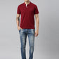 Men Maroon Solid Polo Collar T-shirt
