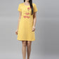 CURARE Women Printed Round Neck Yellow LongTees