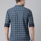 BROON Men Dark Blue Checkered Pure Cotton Full Sleeve Shirt