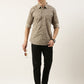 Men Beige Printed Pure Cotton Full Sleeve Casual Shirt