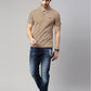 Men Beige Solid Polo Collar T-shirt