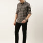 Men Grey Checked Pure Cotton Full Sleeve Casual Shirt