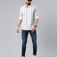 White Checked Pure Cotton Casual Full Sleeve Shirt