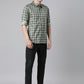 BROON Men Green And Black Checkered Pure Cotton Full Sleeve Shirt