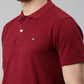 Men Maroon Solid Polo Collar T-shirt