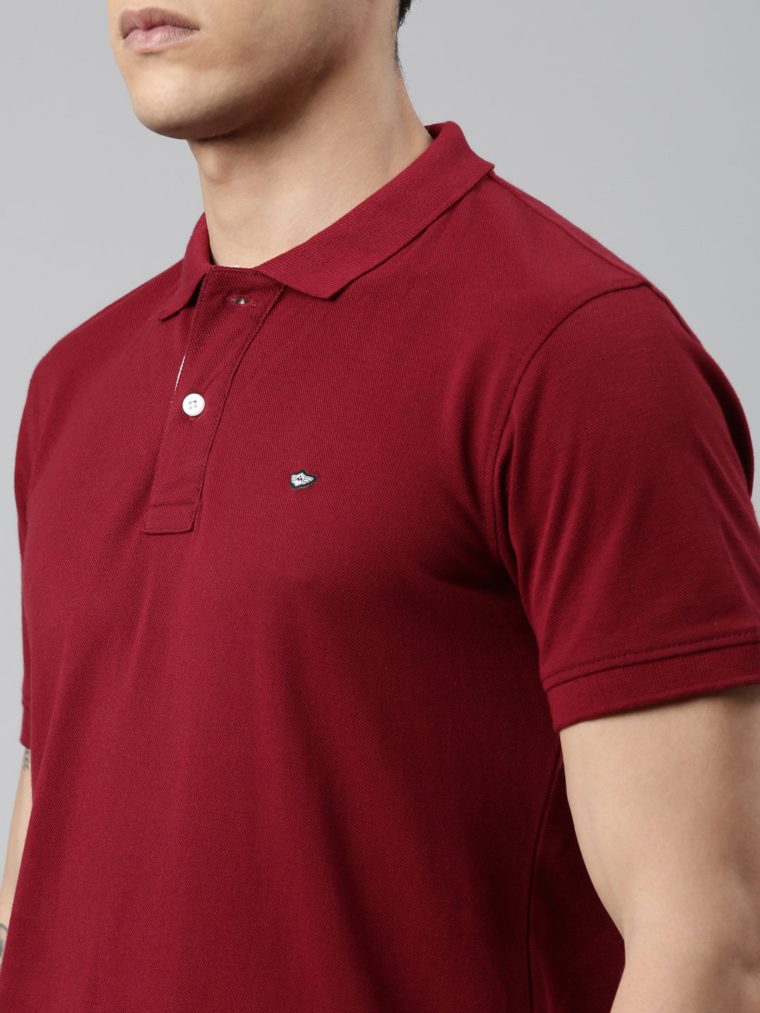 Men Maroon Solid Polo Collar T-shirt