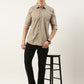 Men Beige Printed Pure Cotton Full Sleeve Casual Shirt