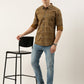 Men Brown Printed Pure Cotton Full Sleeve Casual Shirt