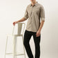 Men Beige Printed Pure Cotton Full Sleeve Casual Shirt