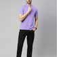 Men Lavender Solid Polo Collar T-shirt