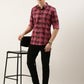 Men Dark Pink Checked Pure Cotton Full Sleeve Casual Shirt