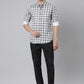 BROON Men White And Black Checkered Pure Cotton Full Sleeve Shirt