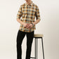 Men Beige Checked Pure Cotton Full Sleeve Casual Shirt