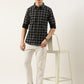 Men Black Checked Pure Cotton Full Sleeve Casual Shirt