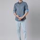 BROON Men Blue And Black Checkered Pure Cotton Full Sleeve Shirt