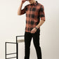 Men Brown and Black Checked Pure Cotton Full Sleeve Casual Shirt