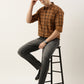 Men Mustard Checked Pure Cotton Full Sleeve Casual Shirt