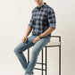 Men Blue Checked Pure Cotton Full Sleeve Casual Shirt