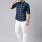Men Navy Blue Printed Pure Cotton Full Sleeve Casual Shirt