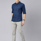 Men Dark Blue Printed Pure Cotton Full Sleeve Casual Shirt
